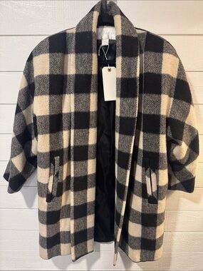 Vintage 90’s THE LIMITED Open-Front Wool-Blend Coat in Black & Cream